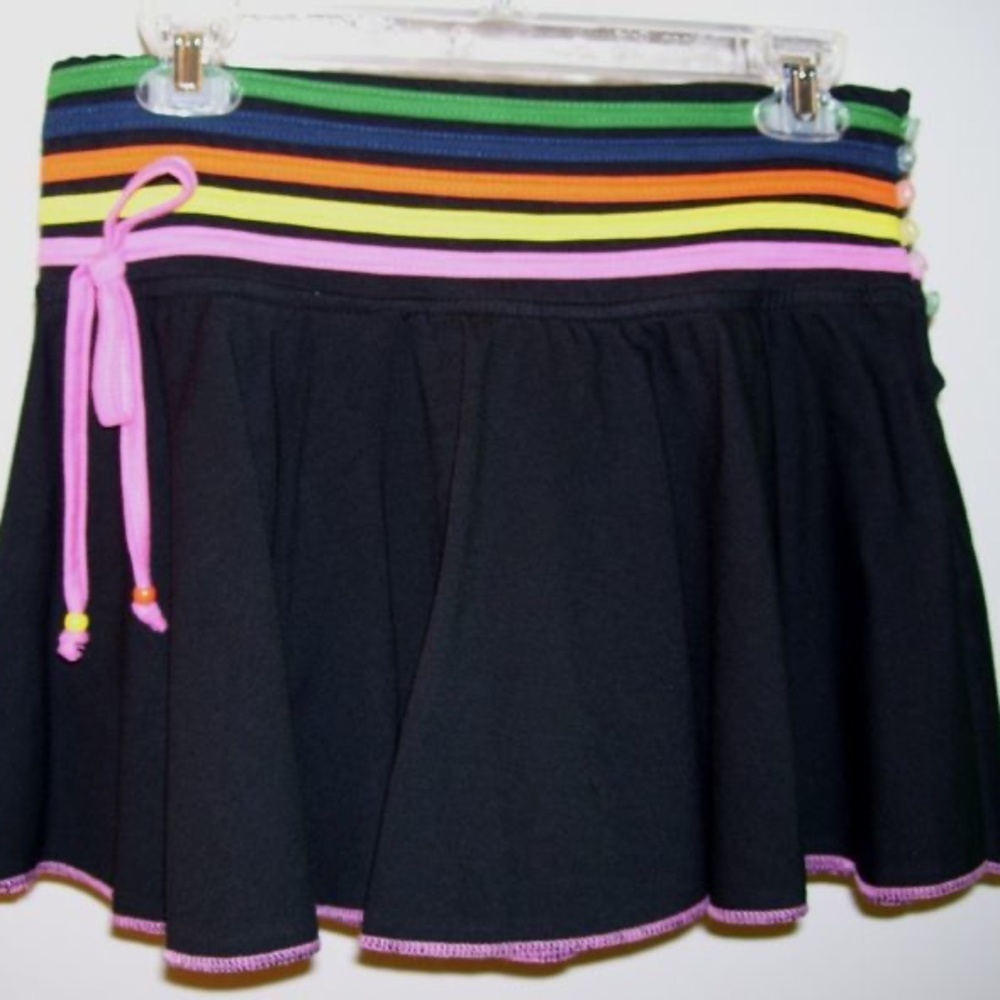 Vintage  Black 100% Cotton Flounce Mini Skater Skirt